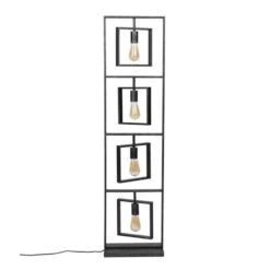 Industriƫle Vloerlamp Carter Zwart 4-lichts - 140x35x140 Cm - Metaal - Zwart
