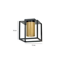 Emibig Plafondlamp Tiper - 1 Lichts - 13 X15 Cm - Zwart - Goud -Leen Bakker 1000047649 0102