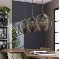 Hoyz - Hanglamp 3L Web - Zwart Nikkel - 125x33x150 - Industrieel -Leen Bakker 1000048273 0102