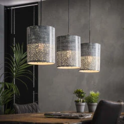 Giga Meubel Hanglamp 3-Lichts - Cilinder - Metaal - Betonlook - Ø20cm -Leen Bakker 1000049966 0102