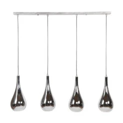 Giga Meubel Hanglamp 4-Lichts- Chrome - Glas - Lamp Zilver Druppel