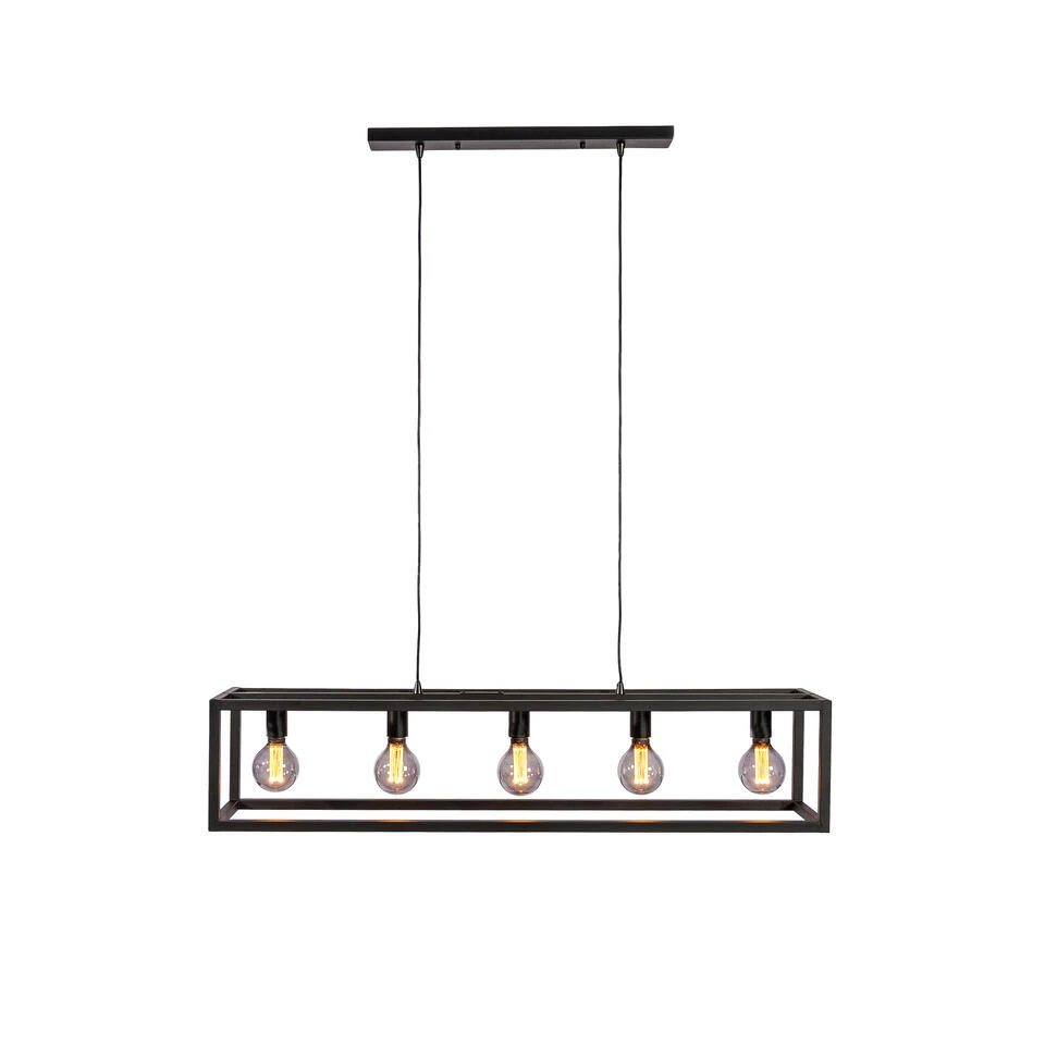 Giga Meubel Hanglamp 5-Lichts - Zwart - Rechthoekig Frame - Lamp Mikey 1 Giga Meubel Hanglamp 5-Lichts - Zwart - Rechthoekig Frame - Lamp Mikey