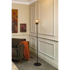 Giga Meubel Vloerlamp 1-Lichts - Smoke Glass - Zwart - Lamp Cole -Leen Bakker 1000052636 0102