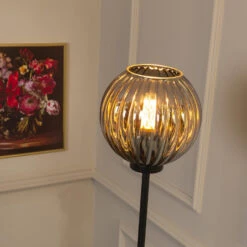 Giga Meubel Vloerlamp 1-Lichts - Smoke Glass - Zwart - Lamp Cole -Leen Bakker 1000052636 0103