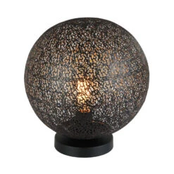 Giga Meubel Tafellamp 1-Lichts - Zwart - Metaal - Ø30cm - Lamp Rose