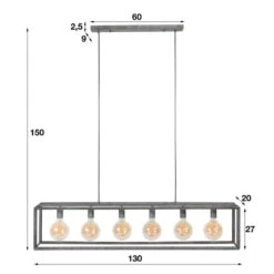 Giga Meubel Hanglamp 6-Lichts - Metalen Frame - Lamp 45 Graden Buis -Leen Bakker 1000052727 0103