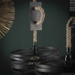 Giga Meubel Hanglamp 3-Lichts - Rond - Touw - Zwart - Lamp Twist -Leen Bakker 1000052740 0103