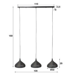Giga Meubel Hanglamp 3-Lichts - Ø32cm - Metaal - Lamp Punch Trechter -Leen Bakker 1000052748 0103