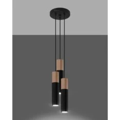 Sollux Hanglamp Pablo - 3 Lichts - 20 X100 Cm - Zwart - Hout 6 Sollux Hanglamp Pablo - 3 Lichts - 20 X100 Cm - Zwart - Hout -Leen Bakker 1000053888 0102