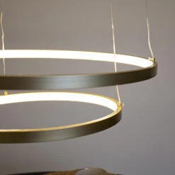 Ring Hanglamp Elaine Metaal Goud 2 Cirkels - 50x50x150 Cm - Metaal - Goudkleurig -Leen Bakker 1000056588 0103