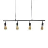 Industriële Hanglamp Glenn 4-lichts Zwart Metaal - 6x102x12 Cm - Metaal - Zwart
