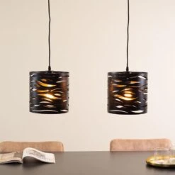 Industriële Hanglamp Freckle 2-lichts Zwart - 24x24x140 Cm - Metaal - Zwart -Leen Bakker 1000056595 0102