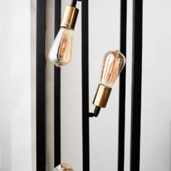 Industriële Vloerlamp Otis Zwart Goud - 130x24x130 Cm - Metaal - Zwart -Leen Bakker 1000056614 0102