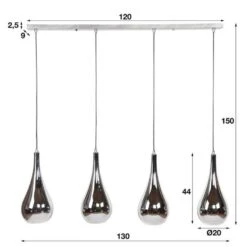 Industriële Hanglamp Mex 4-lichts Glas - 20x130x150 Cm - Glas - Zilverkleurig 6 Industriële Hanglamp Mex 4-lichts Glas - 20x130x150 Cm - Glas - Zilverkleurig -Leen Bakker 1000056708 0102
