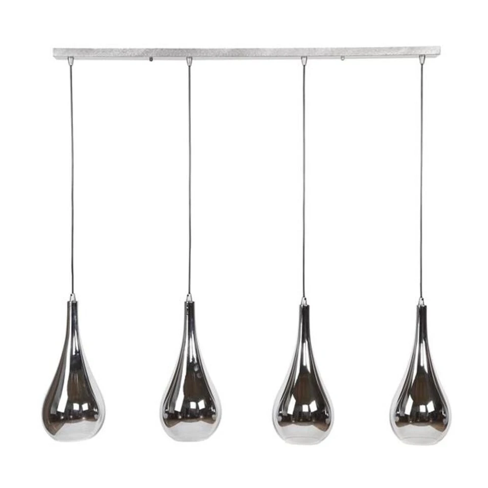 Industriële Hanglamp Mex 4-lichts Glas - 20x130x150 Cm - Glas - Zilverkleurig 4 Industriële Hanglamp Mex 4-lichts Glas - 20x130x150 Cm - Glas - Zilverkleurig - Afbeelding 4