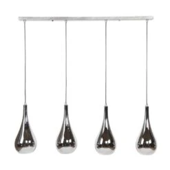 Industriële Hanglamp Mex 4-lichts Glas - 20x130x150 Cm - Glas - Zilverkleurig
