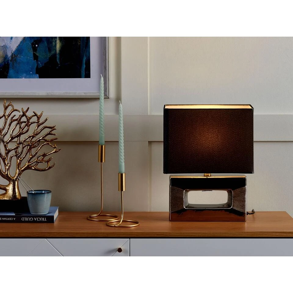 Beliani Bedlamp ONYX - Grijs Porselein 2 Beliani Bedlamp ONYX - Grijs Porselein - Afbeelding 2