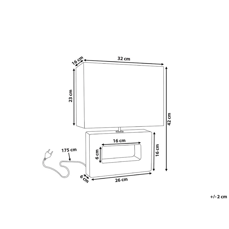 Beliani Bedlamp ONYX - Grijs Porselein 3 Beliani Bedlamp ONYX - Grijs Porselein - Afbeelding 3