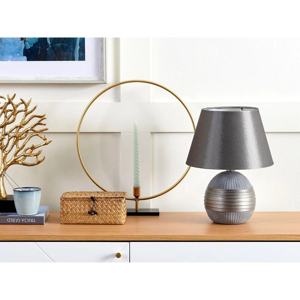 Beliani Tafellamp SADO - Grijs Porselein 4 Beliani Tafellamp SADO - Grijs Porselein - Afbeelding 4