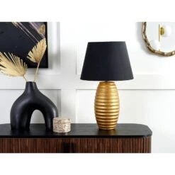 Beliani Tafellamp EBRO - Goud Porselein -Leen Bakker 1000057014 0103