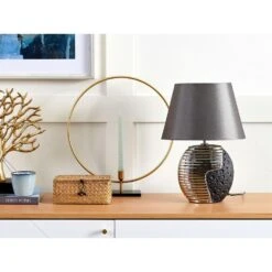 Beliani Tafellamp ESLA - Zwart Porselein -Leen Bakker 1000057031 0103