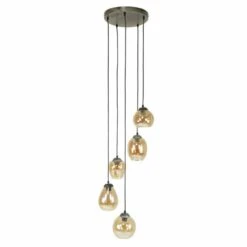 Hoyz - Hanglamp 5L Getrapt Mix Gold / Oud Zilver