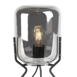 QAZQA Smart Design Tafellamp Zwart Met Smoke Glas Incl. Wifi A60 - Bliss -Leen Bakker 1000061077 0103