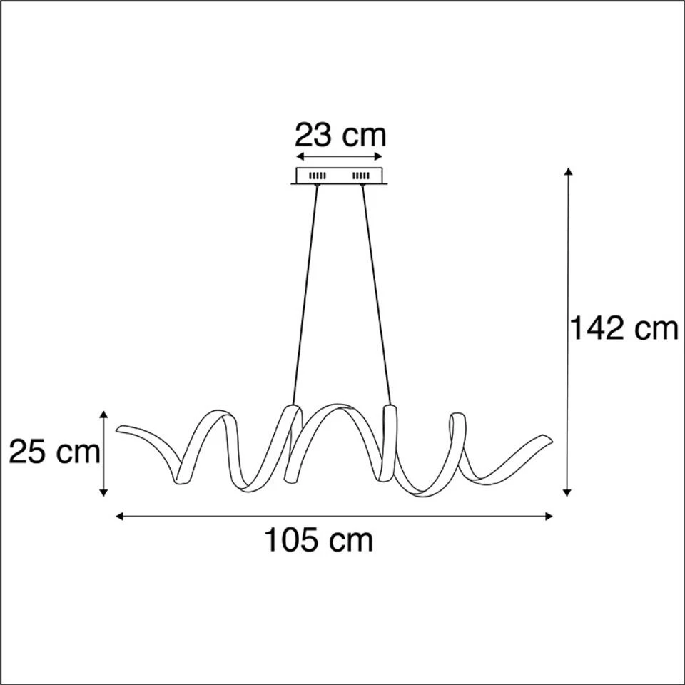 QAZQA Design Hanglamp Zwart Dimbaar Incl. LED Groot - Twisted 3 QAZQA Design Hanglamp Zwart Dimbaar Incl. LED Groot - Twisted - Afbeelding 3