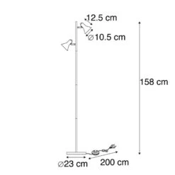 QAZQA Moderne Vloerlamp Zwart Met Goud 2-lichts - Magno -Leen Bakker 1000061852 0102