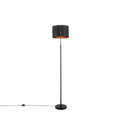QAZQA Moderne Vloerlamp Zwart Met Goud - VT 1