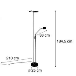 QAZQA Moderne Vloerlamp Met Leeslamp Vierkant Zwart - Jazzy -Leen Bakker 1000061860 0102