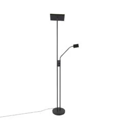 QAZQA Moderne Vloerlamp Met Leeslamp Vierkant Zwart - Jazzy -Leen Bakker 1000061860 0103