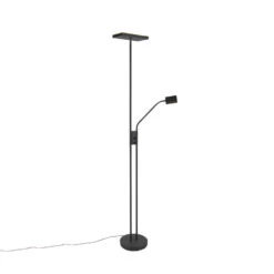 QAZQA Moderne Vloerlamp Met Leeslamp Vierkant Zwart - Jazzy
