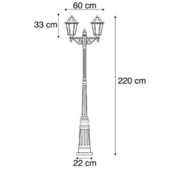 QAZQA Buitenlantaarn Zwart 220 Cm 2-lichts IP44 - Havana -Leen Bakker 1000061886 0102