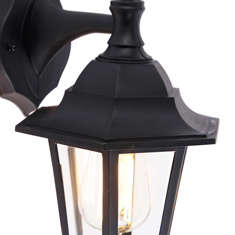 QAZQA Klassieke Buitenwandlamp Zwart IP44 - New Haven 2 QAZQA Klassieke Buitenwandlamp Zwart IP44 - New Haven - Afbeelding 2