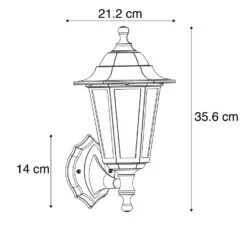 QAZQA Klassieke Buitenwandlamp Zwart IP44 - New Haven 6 QAZQA Klassieke Buitenwandlamp Zwart IP44 - New Haven -Leen Bakker 1000061935 0102