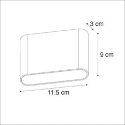 QAZQA Wandlamp Antraciet 11,5 Cm Incl. LED IP65 - Batt 6 QAZQA Wandlamp Antraciet 11,5 Cm Incl. LED IP65 - Batt -Leen Bakker 1000061942 0102