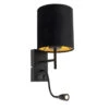 QAZQA Art Deco Wandlamp Zwart Met Velours Kap - Stacca