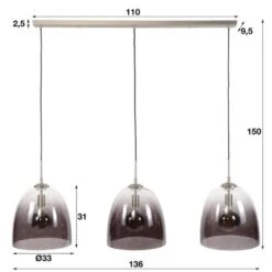 Industriële Hanglamp Lotte 3-lichts Kleurverloop - 33x136x150 Cm - Glas - Grijs 7 Industriële Hanglamp Lotte 3-lichts Kleurverloop - 33x136x150 Cm - Glas - Grijs -Leen Bakker 1000062363 0103