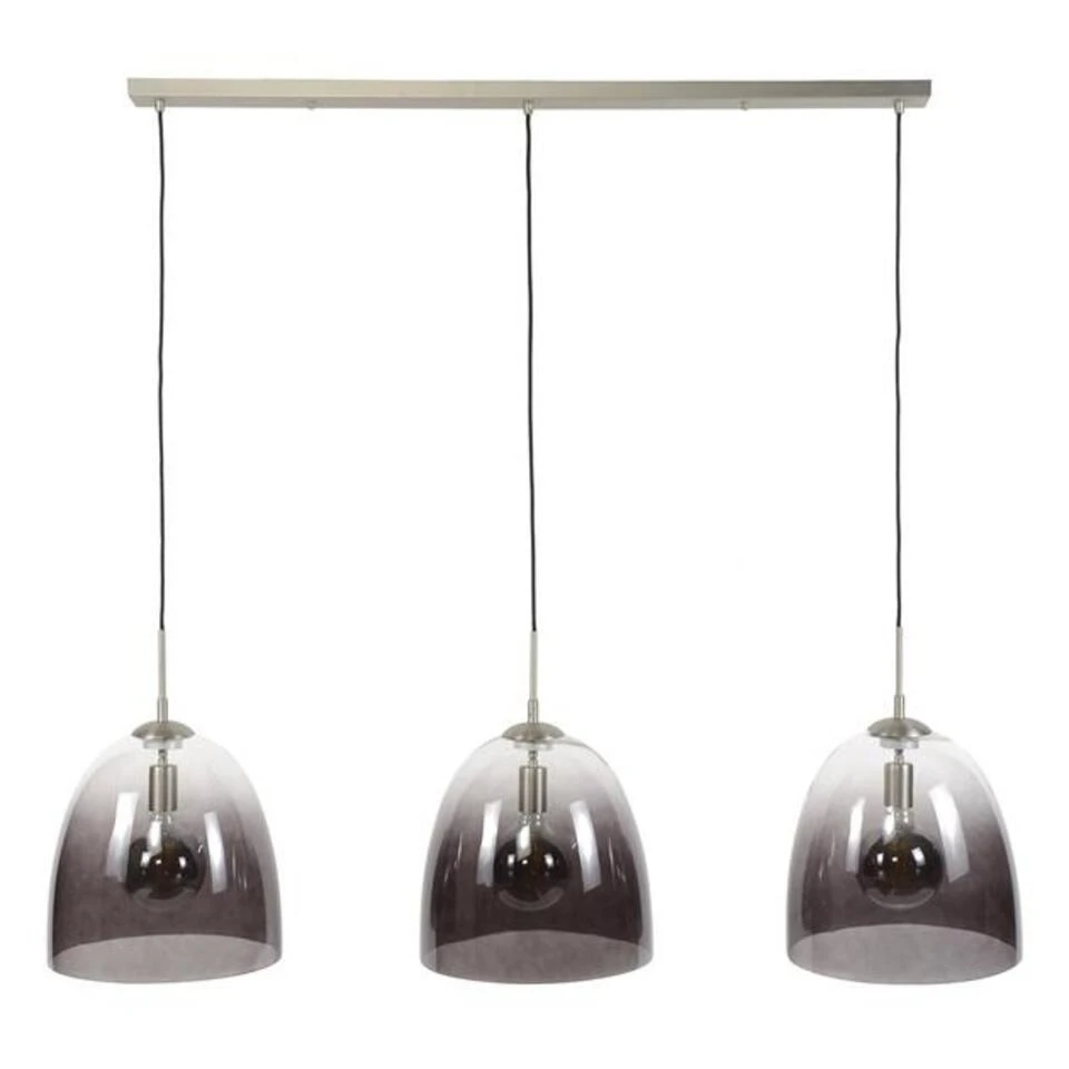 Industriële Hanglamp Lotte 3-lichts Kleurverloop - 33x136x150 Cm - Glas - Grijs 1 Industriële Hanglamp Lotte 3-lichts Kleurverloop - 33x136x150 Cm - Glas - Grijs