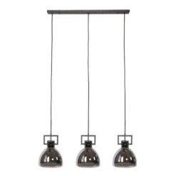 Industriële Hanglamp Marie 3-lichts Glas - 25x105x150 Cm - Glas - Grijs