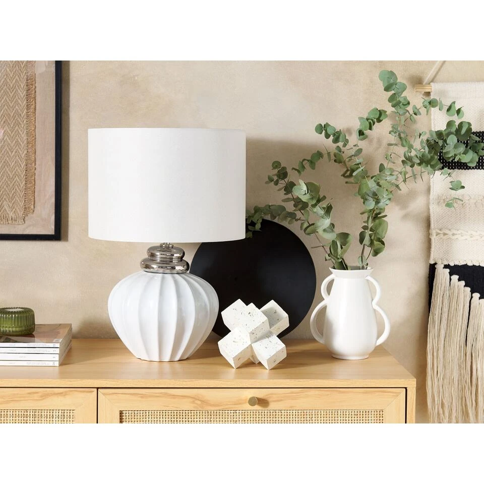 Beliani Tafellamp NERIS - Zilver Keramiek 4 Beliani Tafellamp NERIS - Zilver Keramiek - Afbeelding 4