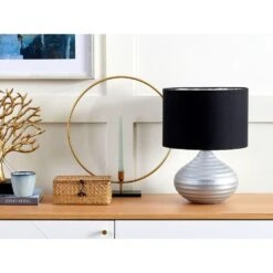 Beliani Tafellamp KUBAN - Zilver Keramiek 7 Beliani Tafellamp KUBAN - Zilver Keramiek -Leen Bakker 1000063837 0103