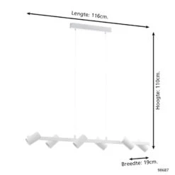 EGLO Gatuela Hanglamp - E14 - 116 cm - Wit/Nikkel-Mat -Leen Bakker 1000065270 0103