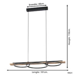EGLO Boyal Hanglamp - 101 cm - Zwart/Bruin/Landelijk/Wit - Dimbaar -Leen Bakker 1000065282 0103