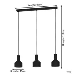 EGLO Casibare Hanglamp - E27 - 85 cm - Zwart -Leen Bakker 1000065284 0103