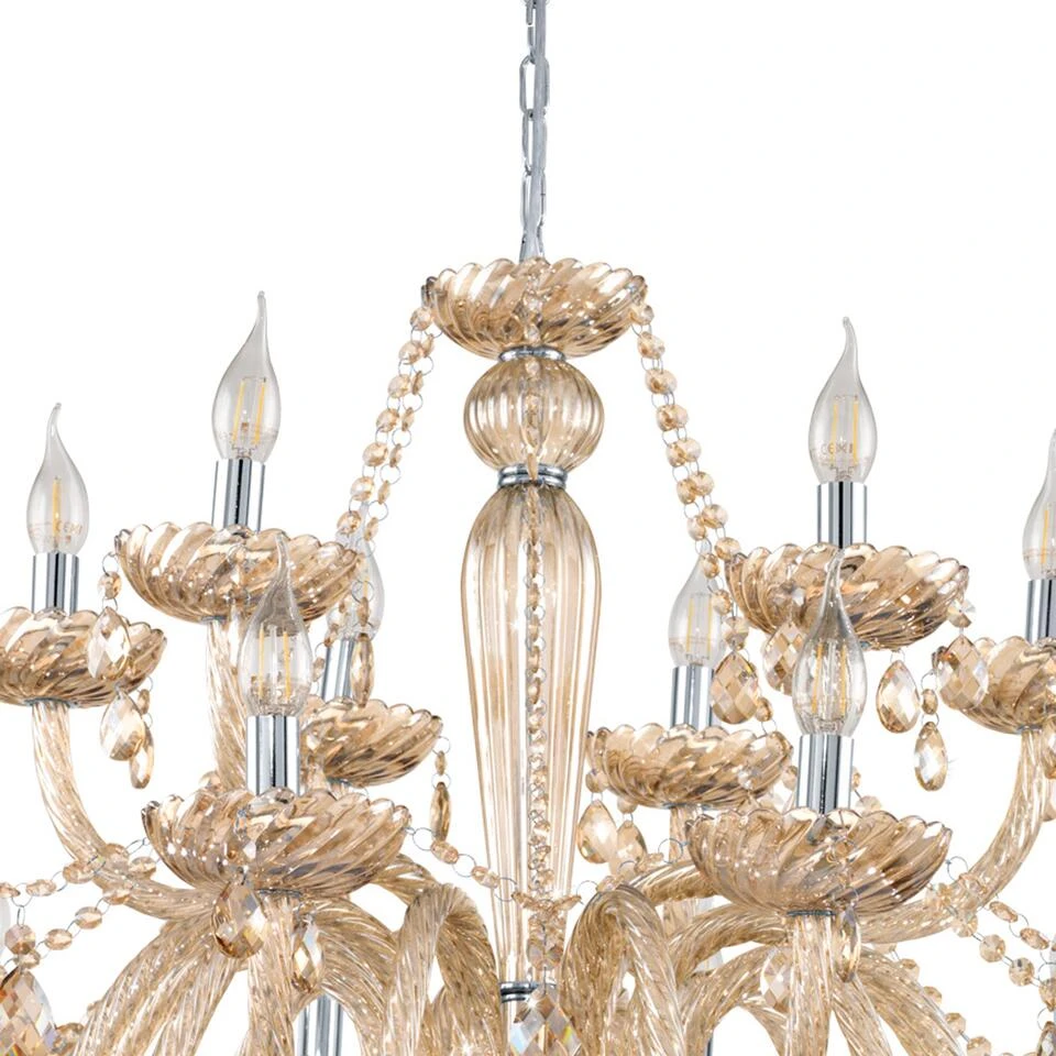 EGLO Basilano Hanglamp - E14 - Ø 100 cm - Chroom/Cognac 2 EGLO Basilano Hanglamp - E14 - Ø 100 cm - Chroom/Cognac - Afbeelding 2