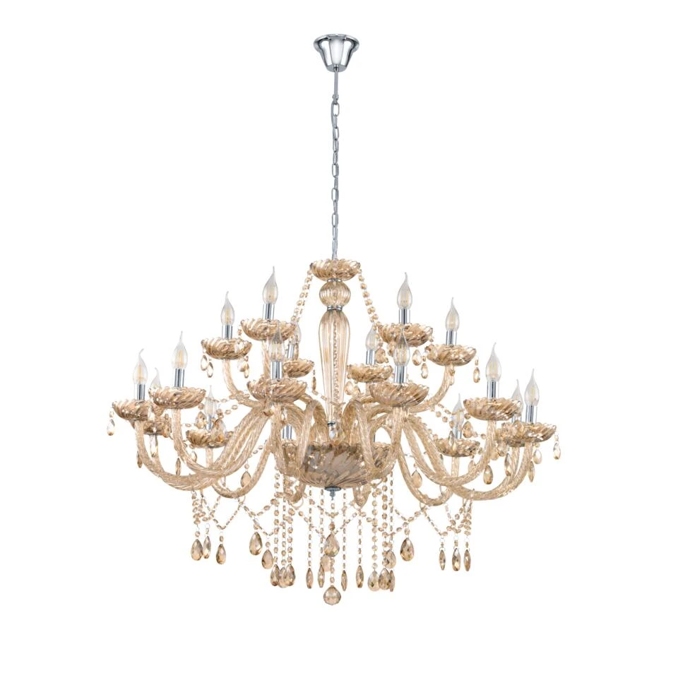 EGLO Basilano Hanglamp - E14 - Ø 100 cm - Chroom/Cognac 1 EGLO Basilano Hanglamp - E14 - Ø 100 cm - Chroom/Cognac