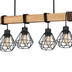 EGLO Townshend 5 Hanglamp - E27 - 150 cm - Zwart/Bruin -Leen Bakker 1000065320 0102