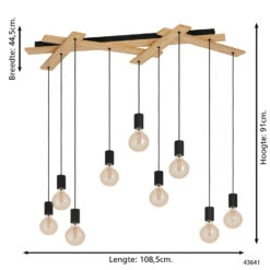 EGLO Monmount Hanglamp - E27 - 108,5 cm - Zwart/Bruin -Leen Bakker 1000065325 0103